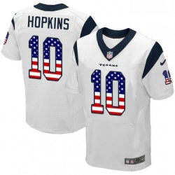 Men Nike Houston Texans 10 DeAndre Hopkins Elite White Road USA Flag Fashion NFL Jersey