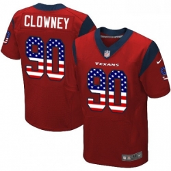 Men Nike Houston Texans 90 Jadeveon Clowney Elite Red Alternate USA Flag Fashion NFL Jersey