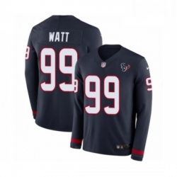 Men Nike Houston Texans 99 JJ Watt Limited Navy Blue Therma Long Sleeve NFL Jersey