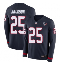 Nike Texans #25 Kareem Jackson Navy Blue Team Color Men Stitched NFL Limited Therma Long Sleeve Jersey