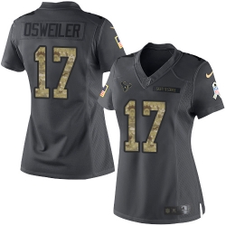 Nike Texans #17 Brock Osweiler Black Womens Stitched NFL Limited 2016 Salute to Service Jersey