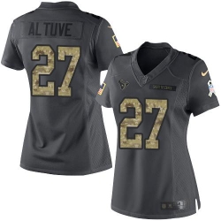 Nike Texans #27 Jose Altuve Black Womens Stitched NFL Limited 2016 Salute to Service Jersey