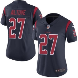 Nike Texans #27 Jose Altuve Navy Blue Womens Stitched NFL Limited Rush Jersey