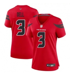 Women Houston Texans 3 Tank Dell Red 2024 Alternate F U S E Vapor Stitched Football Jersey