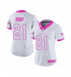 Womens Houston Texans 21 Bradley Roby Limited White Pink Rush Fashion Football Jersey