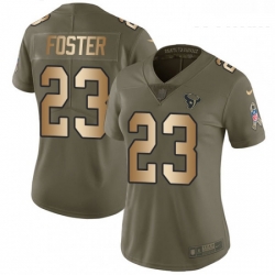 Womens Nike Houston Texans 23 Arian Foster Limited OliveGold 2017 Salute to Service NFL Jersey