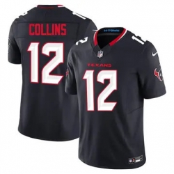 Youth Houston Texans 12 Nico Collins Navy 2024 Alternate F U S E Vapor Stitched Jersey