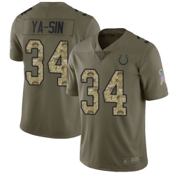 Colts 34 Rock Ya Sin Olive Camo Men Stitched Football Limited 2017 Salute To Service Jersey