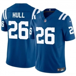 Men Indianapolis Colts 26 Evan Hull Blue 2024 F U S E  Vapor Limited Stitched Football Jersey