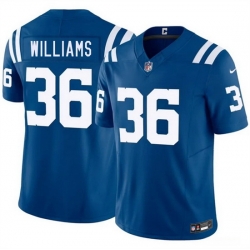 Men Indianapolis Colts  36 Roydell Williams Blue 2026 F U S E  Vapor Limited Stitched Football Jersey