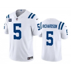 Men Indianapolis Colts 5 Anthony Richardson White 2024 F U S E  With 2 Star C Patch Vapor Limited Stitched Football Jersey