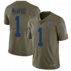 Men Nike Indianapolis Colts 1 Pat McAfee Limited Olive 2017 Salute to Service NFL Jersey