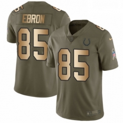 Men Nike Indianapolis Colts 85 Eric Ebron Limited OliveGold 2017 Salute to Service NFL Jersey