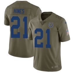 Nike Colts #21 Nyheim Hines Olive Mens Stitched NFL Limited 2017 Salute To Service Jersey