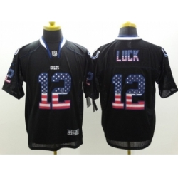 Nike Indianapolis Colts 12 Andrew Luck Black Elite USA Flag Fashion NFL Jersey