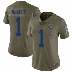 Womens Nike Indianapolis Colts 1 Pat McAfee Limited Olive 2017 Salute to Service NFL Jersey