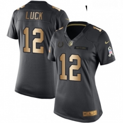 Womens Nike Indianapolis Colts 12 Andrew Luck Limited BlackGold Salute to Service NFL Jersey