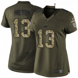 Womens Nike Indianapolis Colts 13 TY Hilton Elite Green Salute to Service NFL Jersey