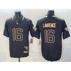 Men Jacksonville Jaguars 16 Trevor Lawrence Black Gold 2025 F U S E  With Patch Vapor Untouchable Limited Stitched Jersey