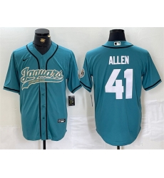 Men Jacksonville Jaguars 41 Josh Allen Teal With Patch Cool Base Stitched Baseball Jersey