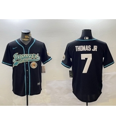 Men Jacksonville Jaguars 7 Brian Thomas Jr Black With Patch Cool Base Stitched Baseball Jersey 2