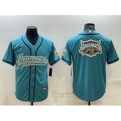 Men Jacksonville Jaguars Teal Team Big Logo With Patch Cool Base Stitched Baseball Jersey