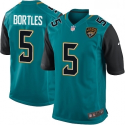 Men Nike Jacksonville Jaguars 5 Blake Bortles Game Teal Green Team Color NFL Jersey