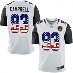 Men Nike Jacksonville Jaguars 93 Calais Campbell Elite White Road USA Flag Fashion NFL Jersey