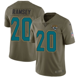 Nike Jaguars #20 Jalen Ramsey Olive Mens Stitched NFL Limited 2017 Salute to Service Jersey