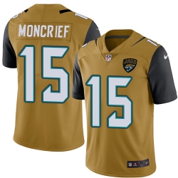 Nike Limited Men Donte Moncrief Gold Jersey NFL #15 Jacksonville Jaguars Rush Vapor Untouchable