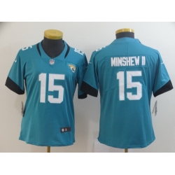 Women Jaguars 15 Gardner Minshew II Teal Vapor Untouchable Limited Jersey