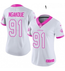 Womens Nike Jacksonville Jaguars 91 Yannick Ngakoue Limited WhitePink Rush Fashion NFL Jersey