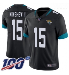 Jaguars #15 Gardner Minshew II Black Team Color Youth Stitched Football 100th Season Vapor Limited Jersey