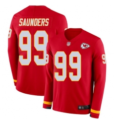 Chiefs 99 Khalen Saunders Red Team Color Men Stitched Football Limited Therma Long Sleeve Jersey