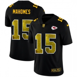 Kansas City Chiefs 15 Patrick Mahomes Men Black Nike Golden Sequin Vapor Limited NFL Jersey