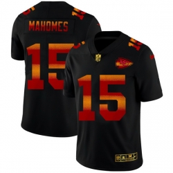 Kansas City Chiefs 15 Patrick Mahomes Men Black Nike Red Orange Stripe Vapor Limited NFL Jersey