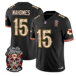 Men Kansas City Chiefs  15 Patrick Mahomes Black F U S E  Dia de los Muertos Vapor Limited Stitched Football Jersey