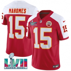 Men   Kansas City Chiefs 15 Patrick Mahomes Red 2023 F U S E  With Super Bowl LVII Patch Vapor Untouchable Limited Stitched Jersey