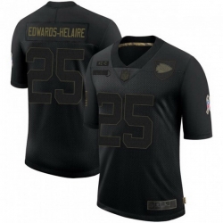 Men Kansas City Chiefs 25 Clyde Edwards-Helaire 2020 Black Salute To Service Limited Jersey