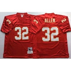 Men Kansas City Chiefs 32 Marcus Allen Red M&N Throwback Jersey