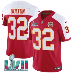 Men   Kansas City Chiefs 32 Nick Bolton Red 2023 F U S E  With Super Bowl LVII Patch Vapor Untouchable Limited Stitched Jersey