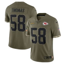 Men Kansas City Chiefs 58 Derrick Thomas Olive 2022 Salute To Service Limited Stitched Jersey