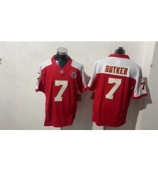 Men Kansas City Chiefs  7 Harrison Butker Red White F U S E Vapor Untouchable Limited Stitched Football Jersey