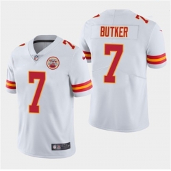 Men Kansas City Chiefs 7 Harrison Butker White Vapor Untouchable Limited Stitched Jersey