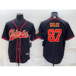 Men Kansas City Chiefs 87 Travis Kelce Black Cool Base Stitched Baseball Jersey