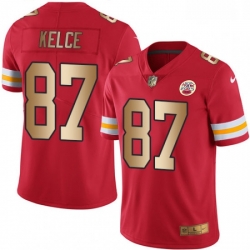 Men Nike Kansas City Chiefs 87 Travis Kelce Limited RedGold Rush NFL Jersey