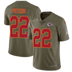 Nike Chiefs #22 Marcus Peters Olive Mens Stitched NFL Limited 2017 Salute to Service Jersey