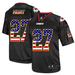 Nike Chiefs #27 Kareem Hunt Black Mens Stitched NFL Elite USA Flag Fashion Jersey