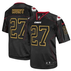 Nike Chiefs #27 Kareem Hunt Lights Out Black Mens Stitched NFL Elite Jersey