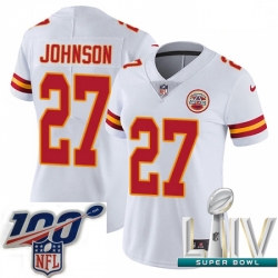 2020 Super Bowl LIV Women Nike Kansas City Chiefs #27 Larry Johnson White Vapor Untouchable Limited Player NFL Jersey